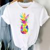 Watercolor Pineapple Lovely Trend Cute 90s Women Short Sleeve Summer Fashion Print Tee Top Tshirt Lady Female Clothing Casual Graphic T-shirt