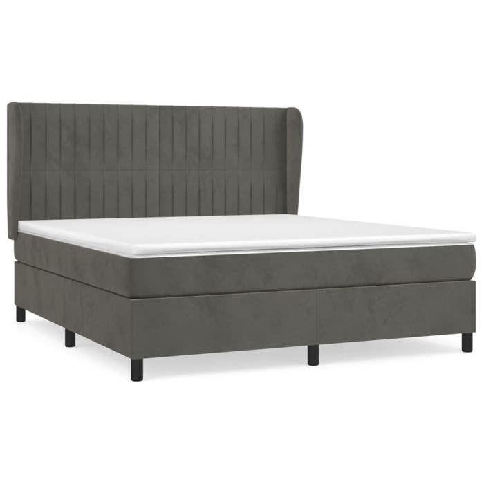 Maison Exclusive - Sommier à lattes de lit et matelas Gris foncé 180x200cm Velours