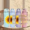 1PC Sunflower Faith Quote Simple 750ml Color Plastic Sports Water Bottle Leakproof Flip Straw Lid Suitable for Sports Office Home Use