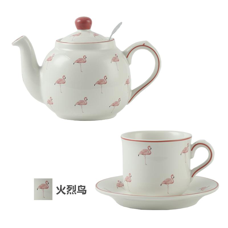 London Pottery 600 мл фламинго Животное керамический чайник с ситечком фарфоровый чайник с ситечком 220 мл чашка и блюдце