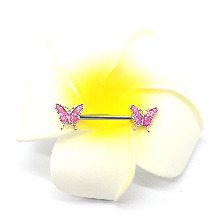 1 Pair Butterfly Nipple Barbell 14g Crystal Nipple Piercing Nipple Jewelry Heart Nipple Ring Bar Stainless Steel Body Piercing for Women