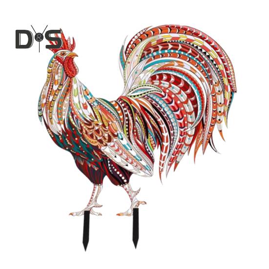 Металлический колышек для сада в виде петуха, устойчивый к погодным условиям, прочный, для наружного использования, патио, двора, газона, реалистичный, железный колышек для петуха, украшение