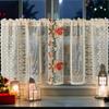 Embroidered Christmas Bell Lace Blackout Rectangle Café Curtains
