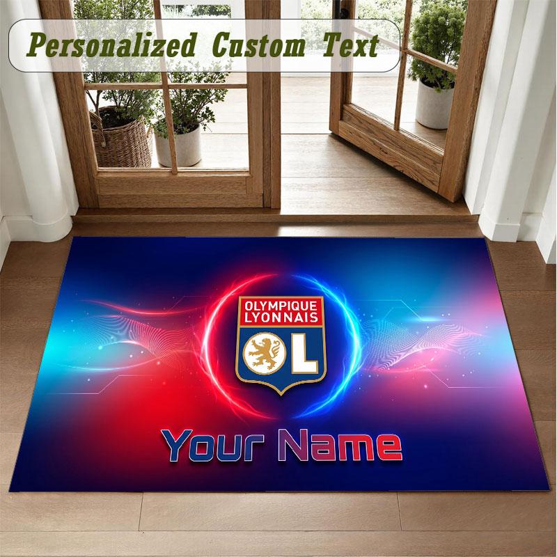 Crystal Velvet Square Rug Custom NameLyon FC Pattern Non Slip Home Floor Decor Rug