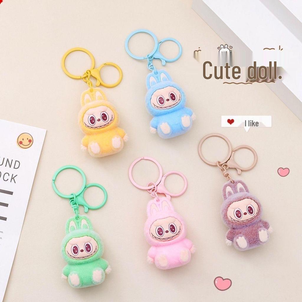 Flocked Labubu Mini Keychain & Car Pendant