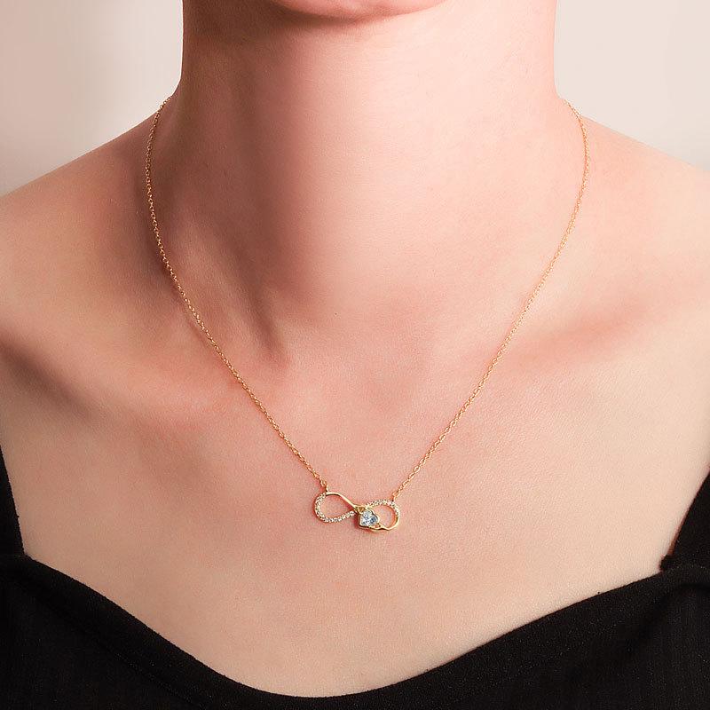 Mobius Strip Heart Necklace With Cubic Zirconia Diamonds Elegant Clavicle Chain For Women Fashion Simple Jewelry Gift