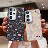 Leather Texture Floral Pattern Square Shell for Samsung S25 S24 S22 Ultra S23 S21 S20 Fe A55 A54 A53 A52 A35 A15 A16 Shockproof Soft Tpu Slim Cover