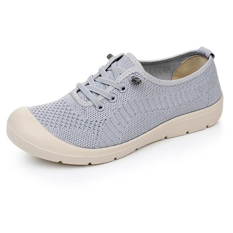 Fashion 2024 New Mesh Casual Shoes Versatile Women's Comfortable Cloth Shoes for Middle and Elderly Mom Shoes Ladies Large Size 44 Flats