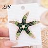 Beach Party Accessory Vintage Rhinestone Starfish Brooch Ocean Metal Lapel Pin Brooch Sea Animal Jewelry for Suit Dress Coat Scarf Bag Decoration