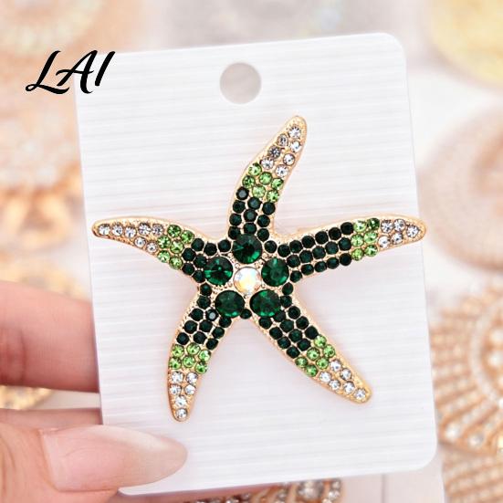 Beach Party Accessory Vintage Rhinestone Starfish Brooch Ocean Metal Lapel Pin Brooch Sea Animal Jewelry for Suit Dress Coat Scarf Bag Decoration