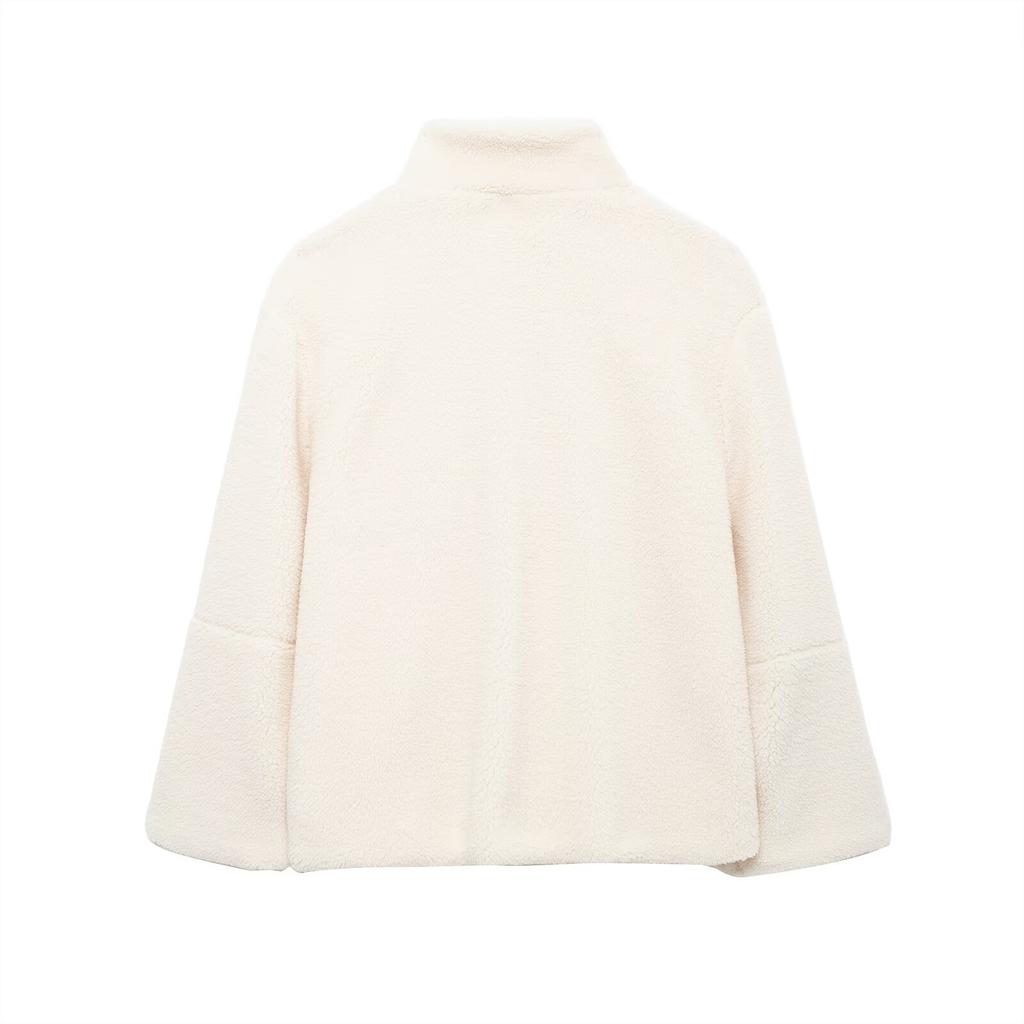 GMXIA Женские винтажные повседневные однотонные осенне-зимние однотонные куртки и пальто с воротником на молнии с длинными рукавами