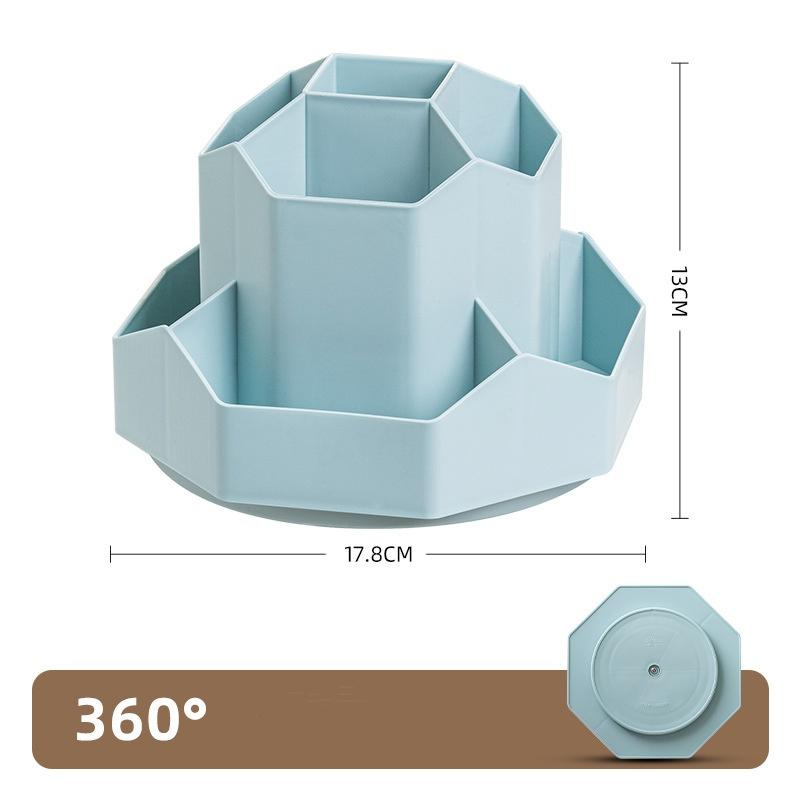 Large Capacity Rotatable Pen Holder Storage Box Rotating Desktop Stationery Multifunctional Office