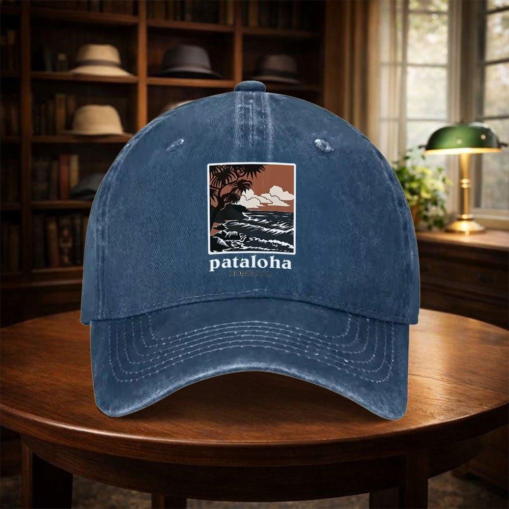 Pataloha Hawaiian Seaside Print Baseball Cap for Unisex Women Adjustable Duckbill Hat Lightweight Casual Outdoor Vacation Cap