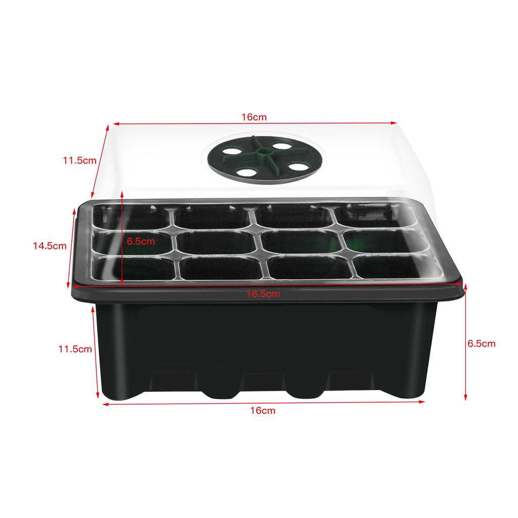 10 Set Seed Trays Seedling Starter Tray (12 Cells Per Tray)with Adjustable Dome Lids and Base Plus