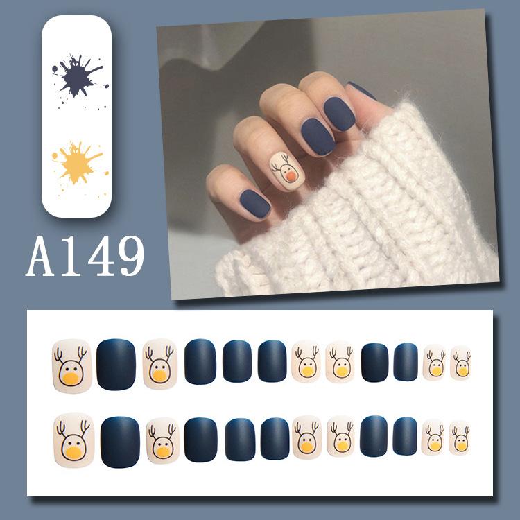 Winter Sweet Cartoon Christmas Wearing Nails Snowflake Santa Claus Nail Art Fake Nail Patch Christmas Collection