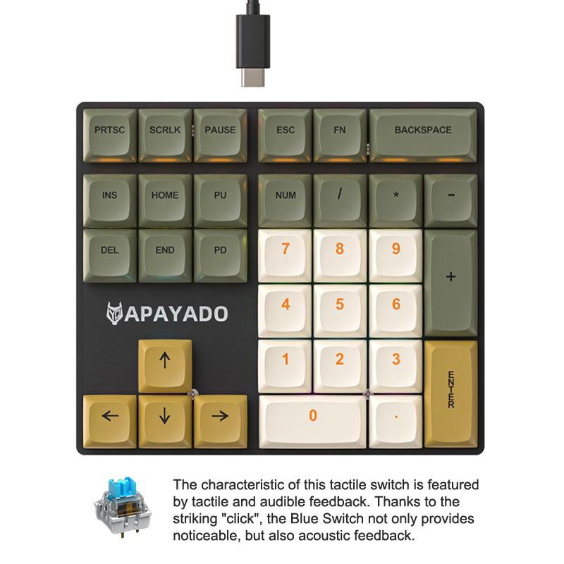Wired Mechanical 33-Key Numeric Keypad With Multi-Color Lights Shaft Laptop Numeric Keyboard Accessories External Keyboard