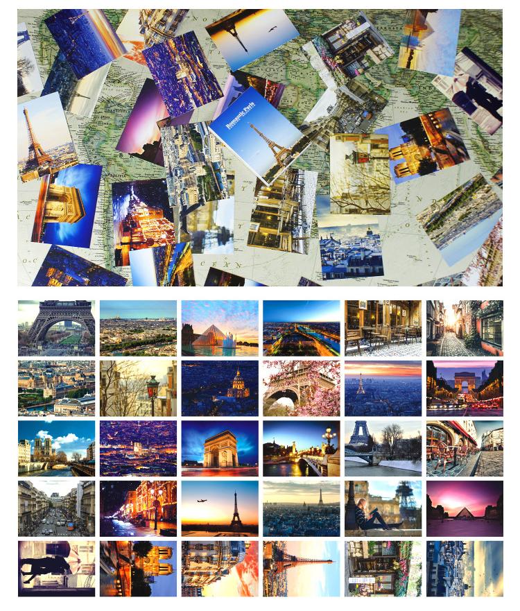 30 листов/Лот Серия «Романтический Париж» Открытки Стиль INS Пейзаж с Эйфелевой башней Карточки с поздравительными сообщениями Канцелярские товары для офиса