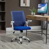 Ergonomic Office Chair Swivel Desk Chair with Adjustable Height Folding Armrest 62.5x55x94-104 cm Blue
