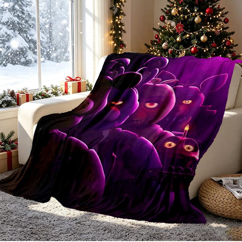Five Nights at Freddy's Pattern Blanket for Home Decoration, Bed, Sofa, Car Travel, Camping, Suitable for All Seasons, Birthday Christmas Gift
