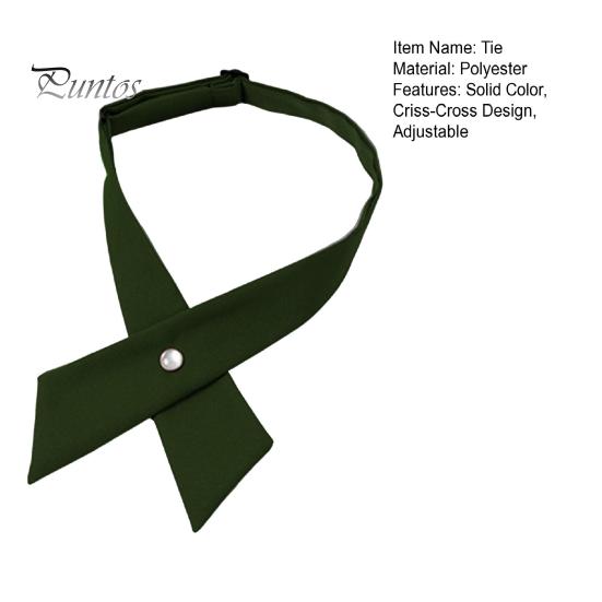 Women Shirt Tie Solid Color Design Easy Buckle Fastening Criss-Cross Design Neck Tie Graduation Work Uniforms Student Tie