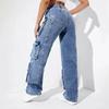 Women's Multi-pocket Washed Loose Jeans Y2K Hip-hop Harajuku Casual High Waist Wide Pants