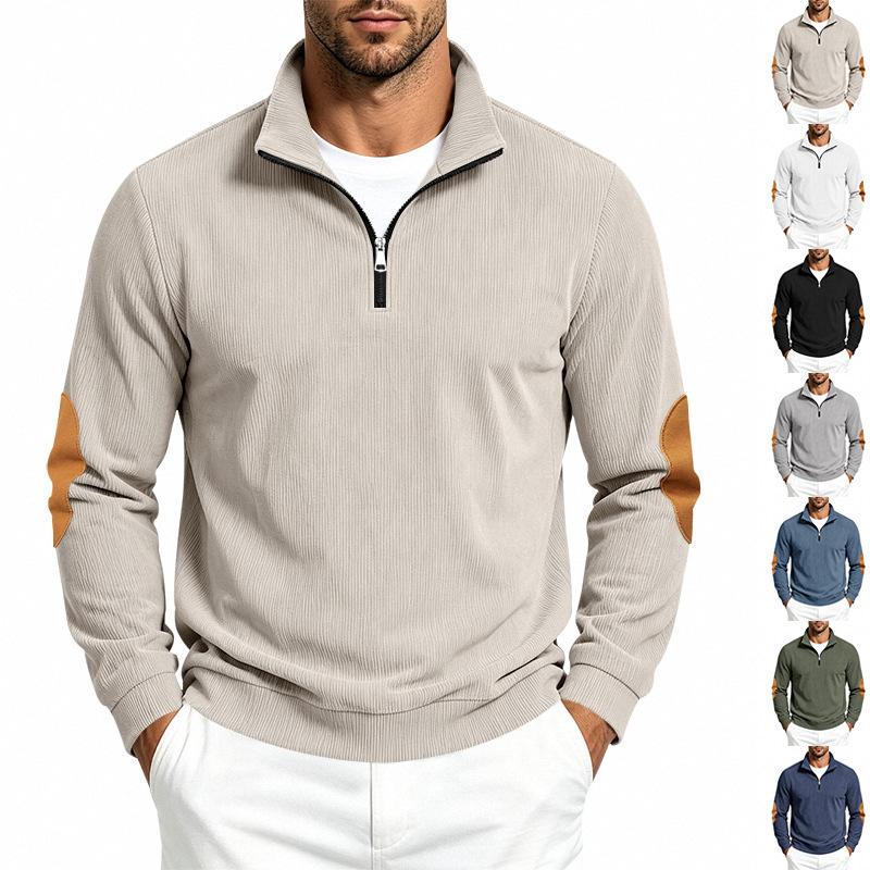Autumn/Winter Stand-up Collar Half-Placket Zip-Up Sweatshirt: Stylish, Minimalist, Retro Men’s Sports Top