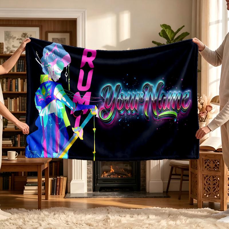 Rumi (14) Personalized Name Blanket Soft Cozy Gift for Sofa Bed Couch Home Decoration