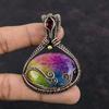 Радужный солнечный кварцевый кулон с друзами, медная проволока, кулон с драгоценным камнем, кулон с гранатом из Мозамбика, медная подвеска ручной работы, ювелирные изделия для подарка