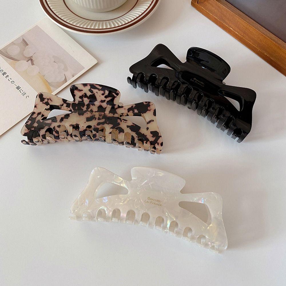 Hollow Bowknot Hair Claw Sweet Large Shark Clip Cute Ponytail Clip  Female