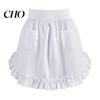 Housework Apron Half with Butterfly Bow & Pockets Lace Hem Waist for Kitchen Retro Style Coffee Shop Bistro Adjustable Ties Cafe Server Waitress Home