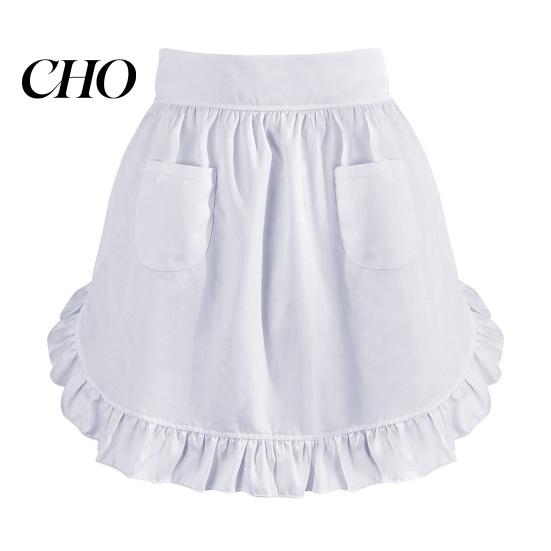 Housework Apron Half with Butterfly Bow & Pockets Lace Hem Waist for Kitchen Retro Style Coffee Shop Bistro Adjustable Ties Cafe Server Waitress Home