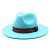 Big Eave Hat Fashion Flat Top Hat Men'S And Women'S Woolen Jazz Hat
