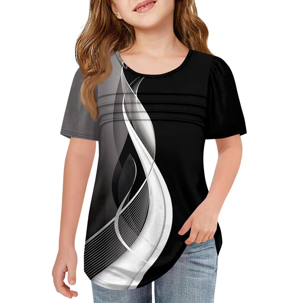 Детские футболки-поло Летнее пальто для отдыха с короткими рукавами Футболка с круглым воротником и принтом