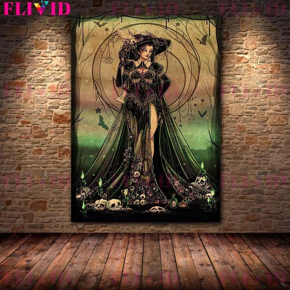 Грибная фея и зомби девушка готический художественный постер и принты украшение дома кровь ведьма настенная живопись холст без рамки