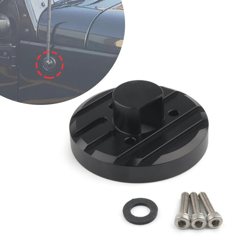 Exterior Antenna Base Cover Decorative For Jeep Wrangler JK JL 2007-2017 Black