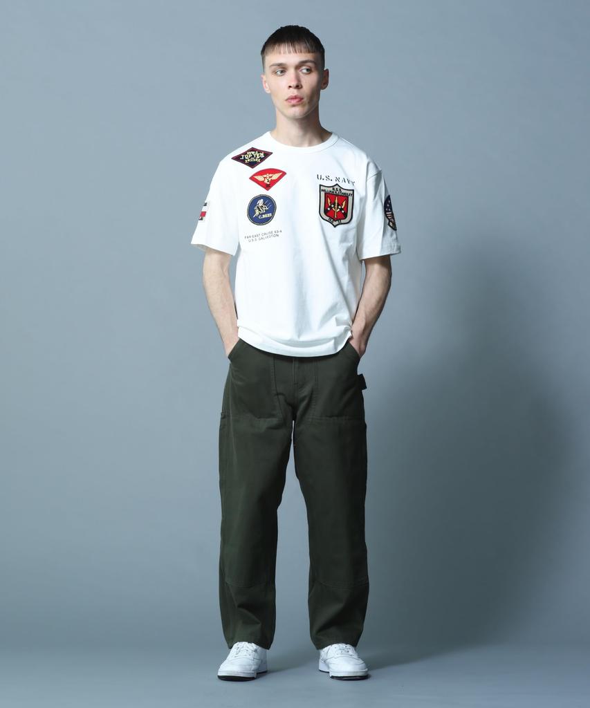 AVIREX TOP GUN WAPPEN CREW NECK Top Gun Patch T-SHIRT (WEB&DEPOT Exclusive) T-Shirt, XL, 030, White, 783-3934021