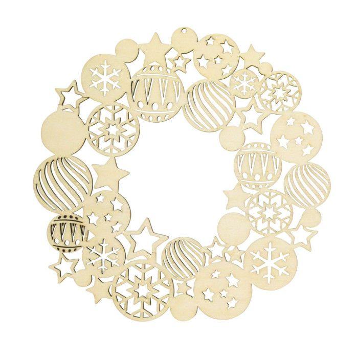 Couronne décorative - CTOP - 22,5 x 22,4 cm - Bois naturel - Intérieur - Mixte