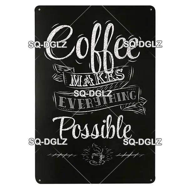[SQ-DGLZ]COFFEE Menu Metal Sign Vintage Plaque Plate Decor For Pub Bar Wall Decor Break Coffee Tin Signs Retro Cafe Poster