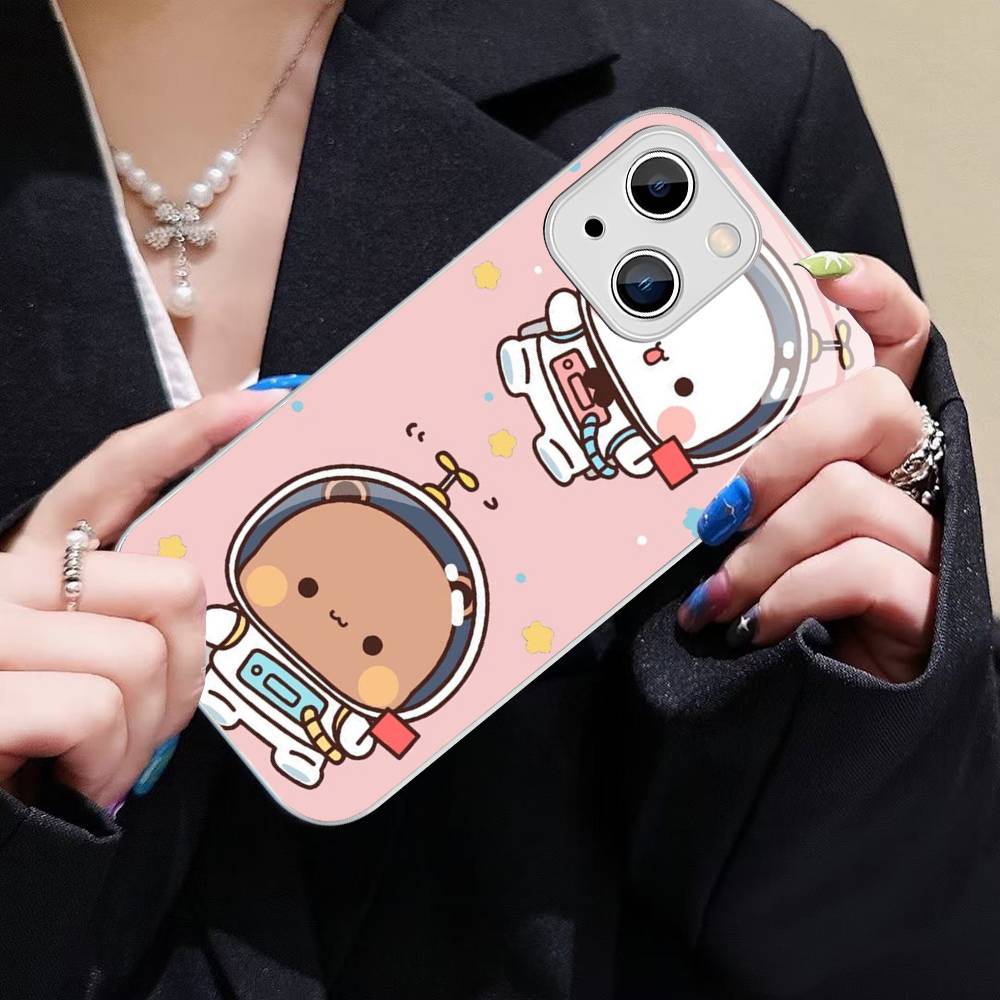 Чехол из закаленного стекла с персонажами Бубу и Дуду для iPhone 14 13 12 Mini 11 Pro XS Max X XR 14 Plus