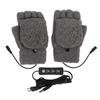 Перчатки с подогревом USB, полупальцы, моющиеся, 3 передачи, хлопковые, согревающие, трикотажные перчатки серого цвета для холодной погоды