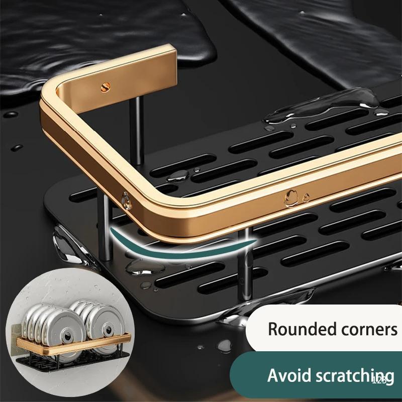 Kitchen Storage Bathroom Shelves Organizer Aluminum Alloy Shower Shelf  Accessories Shampoo Rack Multi-scenario No Drill Shelf