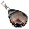 Pendant Grey Botswana Agate Gemstone Mother'Day Gift Silver Jewelry 2"