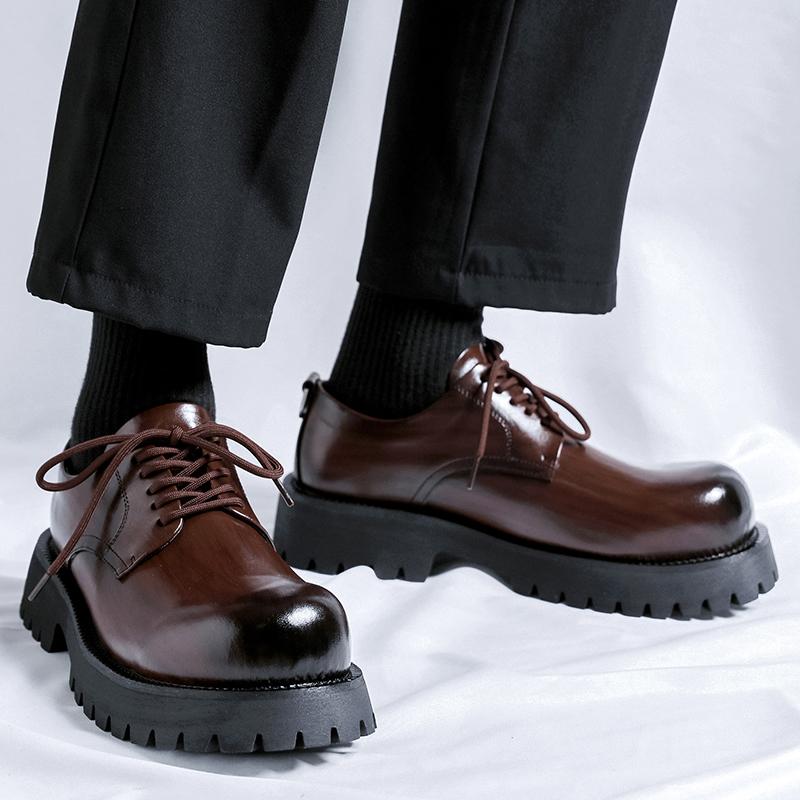 Leisure Business Thick Soled Men's Lace Up Leather Shoes Sneakers Man Minimalism Casual for Men Party Walking Fashion Shoes