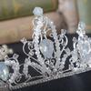 New Bridal Jewelry Exquisite Handmade White Diamond Round Crown Wedding Supplies Alloy Rhinestone Tiara