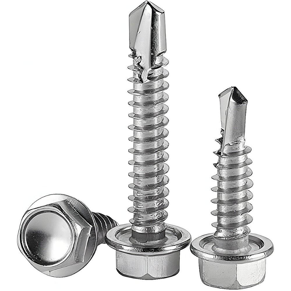 Fully Threaded Self-drilling Screw 250Pcs Hexagon Drill Tail Screws Drilling for Metal, Furniture