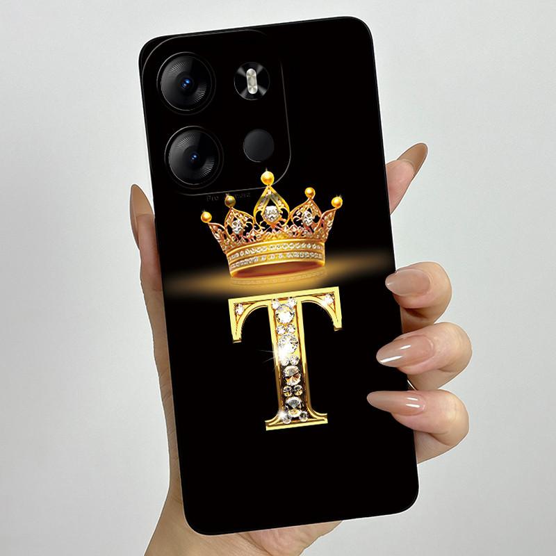 Для Tecno Pop 7 Pro Pop7 BF6 BF7 Чехол для телефона Корона Буква Задняя крышка Мягкий Жидкий силикон Fundas Для Tecno Spark GO 2023 Бампер