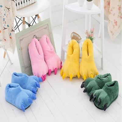 Уютные теплые зимние тапочки с дизайном динозавра для детей и взрослых, противоскользящая мягкая подошва, домашняя обувь для помещений