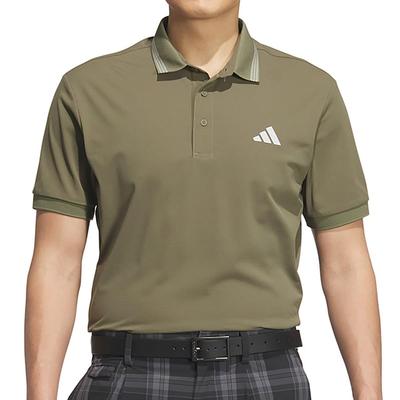Мужская однотонная футболка-поло Adidas Golf с коротким рукавом, оливкового цвета Strata, с логотипом и защитой от УФ-лучей