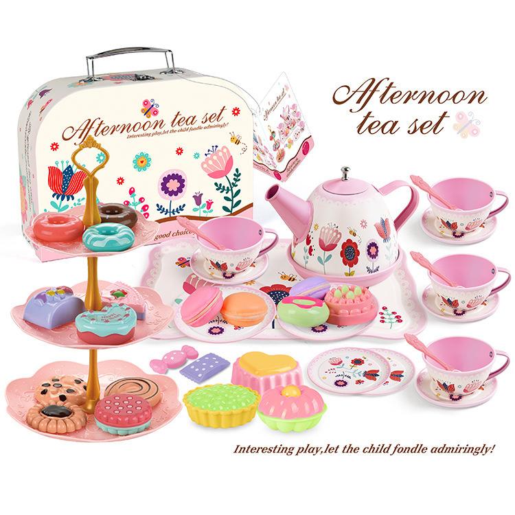 Dinosaur Childrens Play House Toys Pretend Play Afternoon Tea Plastic Unicorn Cup Dessert Cake Toy Collection