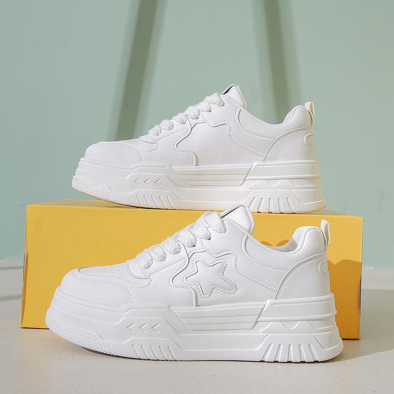 Белые туфли на платформе из натуральной кожи, женская обувь, весенние новинки, увеличивающие рост, обувь Star Shoes, универсальная повседневная обувь, кроссовки